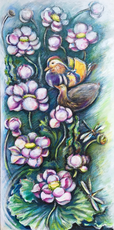 Mandarin ducks or paradise fore two by artist Anastasia Shimanskaya